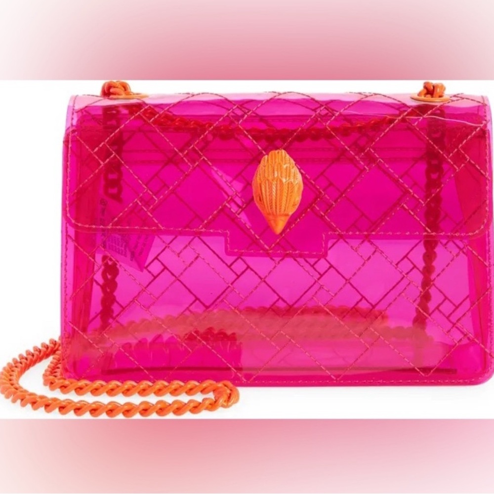 Kurt Geiger Fuisha Vinyl orange chain crossbody bag